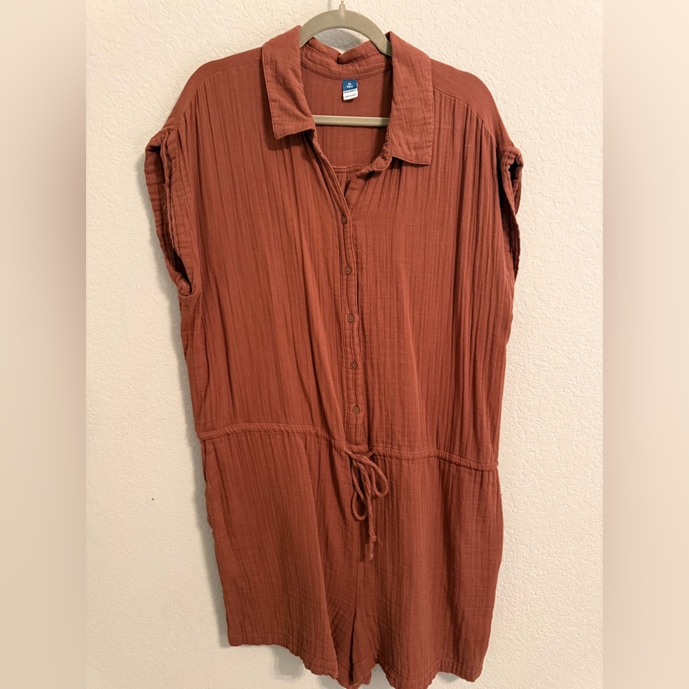 Old Navy Rust Gauze Button Front Romper XL Tall